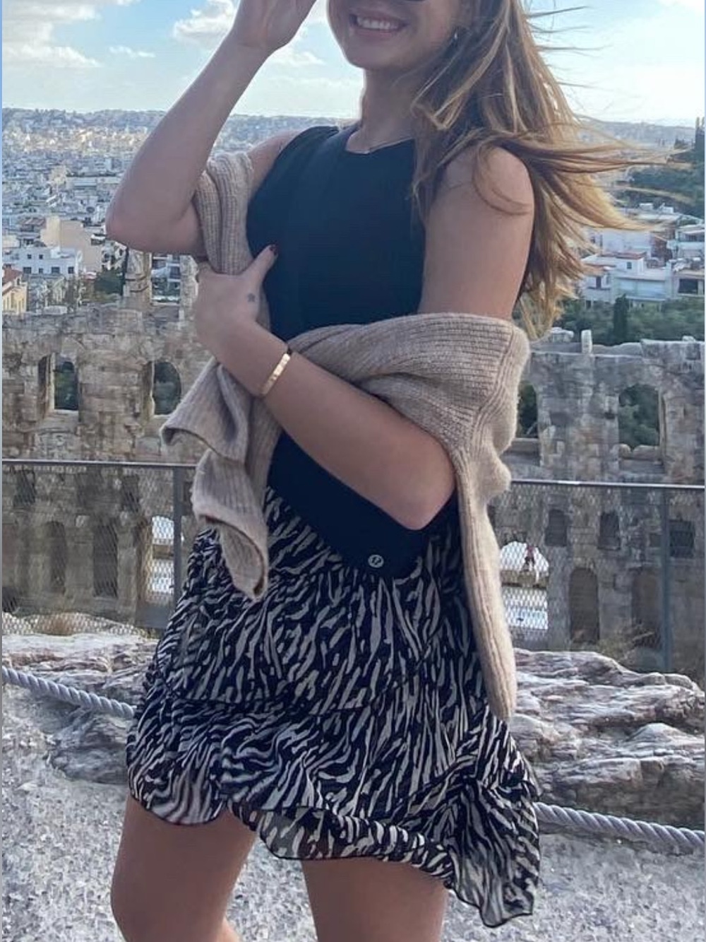 Women’s Black & White Animal Zebra Print Ruffle Mini Skirt